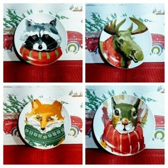 Vintage Rae Dunn Woodland Critter Christmas Dessert  Plates - Picture 4 of 7
